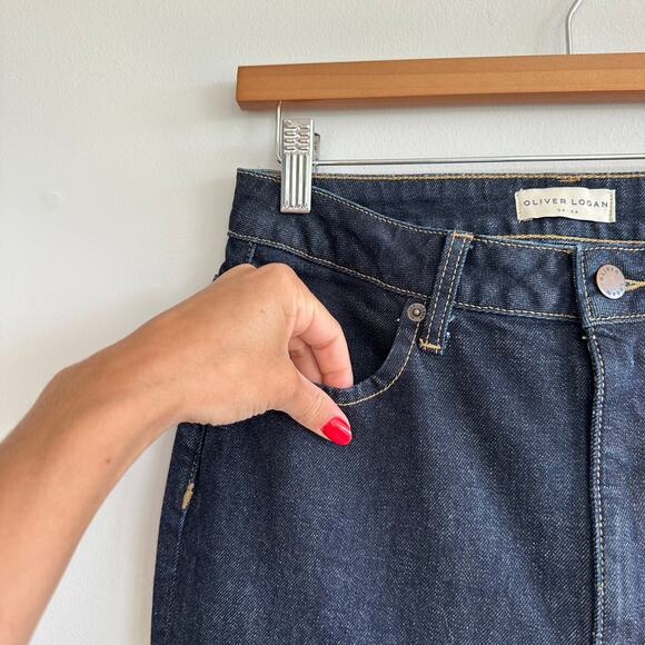 Oliver Logan Russel Denim High Waist Slit Hem Flared Jeans Blue 27 - Picture 5 of 11